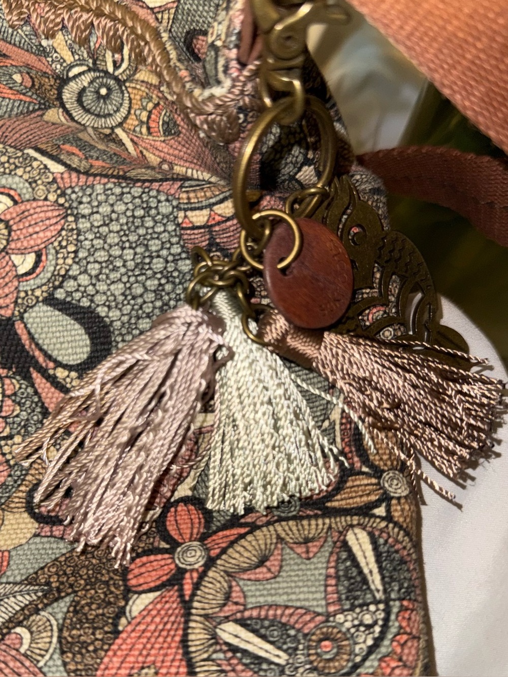 Sakroots North South Retired Floral Owl Canvas Tote - with Tassel - Picture 6 of 10